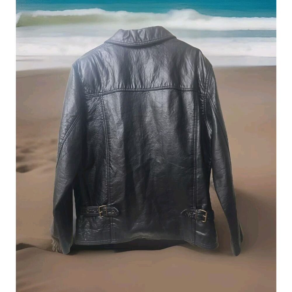 Reportage RGA Italian Leather Moto Rider Jacket Bomber Black Size M - Picture 2 of 9